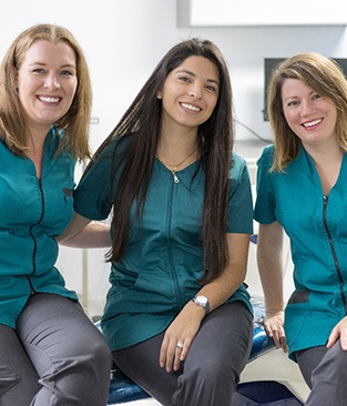 Three female members of the dental team