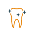 Animated tooth with sparkles representing cosmetic dentistry highlighted