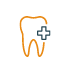 Animated tooth with cross representing emergency dentistry highlighted