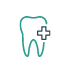 Animated tooth with cross representing emergency dentistry