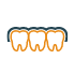 Three animated teeth under Invisalign orthodontics tray highlighted