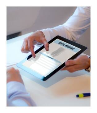 Dental insurance forms on tablet computer