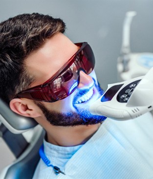 a person getting in-office teeth whitening